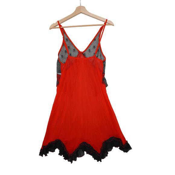 Yandy Red & Black Sheer Skull Lace Slip Dress L/XL – Gothic Punk Mesh Babydoll - Picture 6 of 11